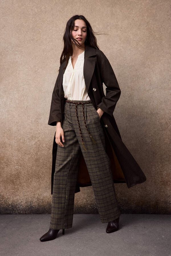 Slowlove Pantal&oacute;n de cuadros Estampado gris