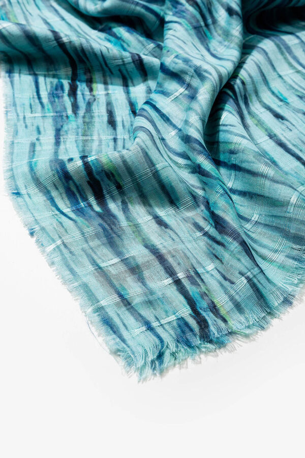 Cortefiel Graphic Print Scarf Blue