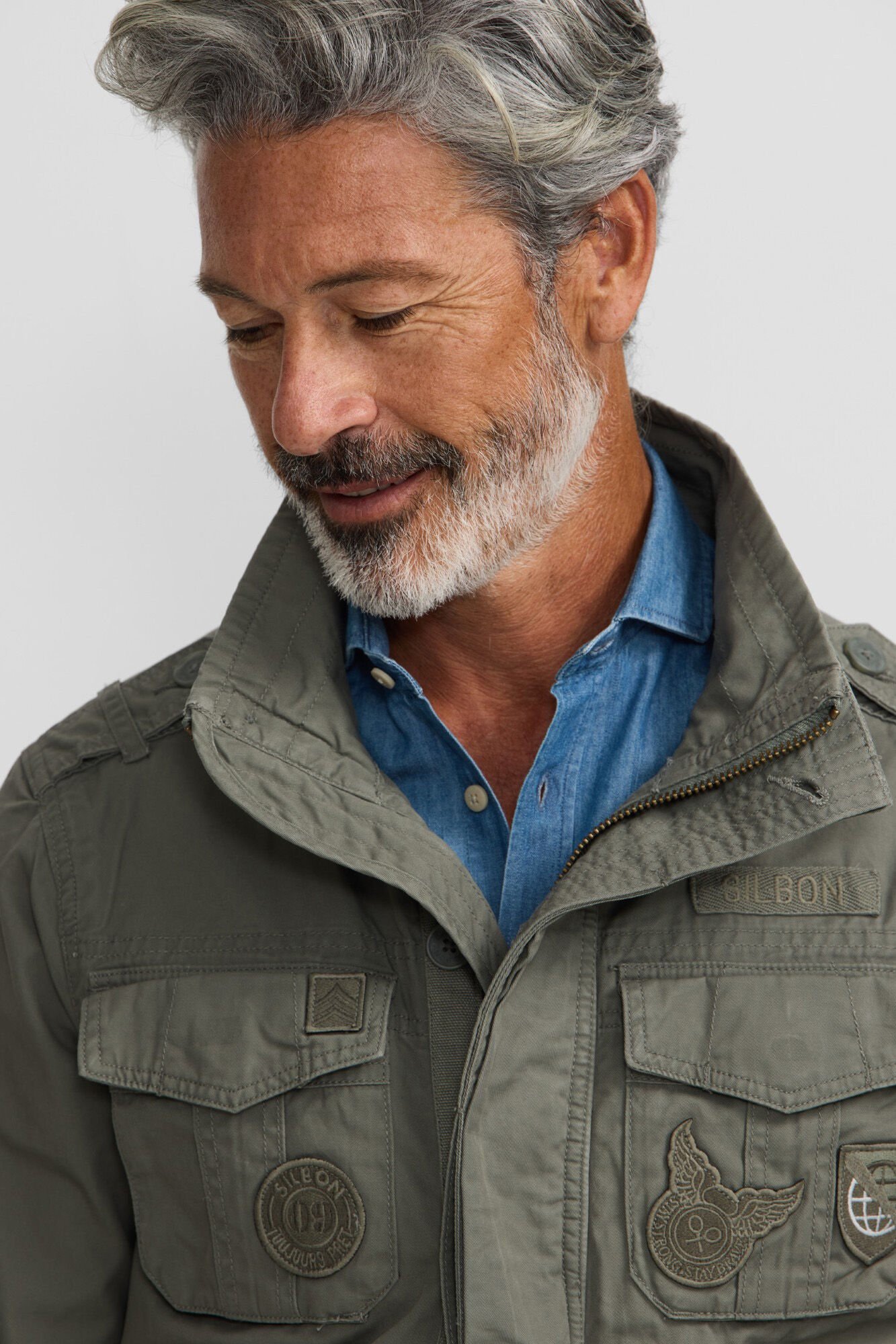 Silbon Casaco militar com manchas tingidas