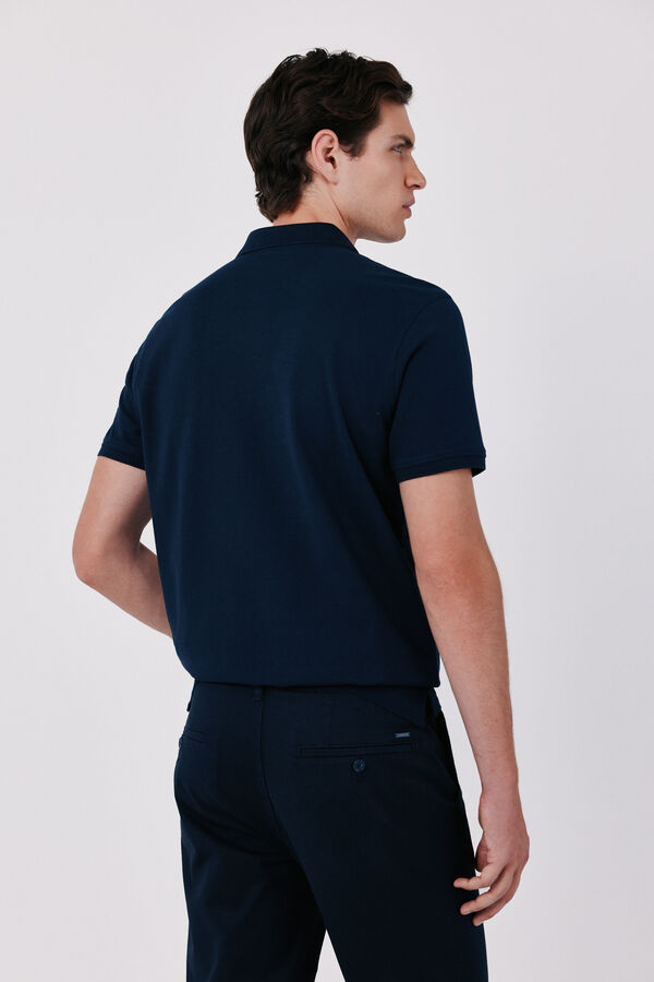 Cortefiel Piqu&eacute; slim polo shirt Navy