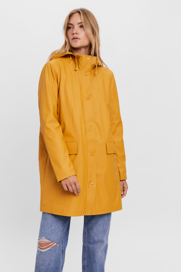 Cortefiel Hooded raincoat Brown