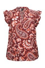 Vero Moda Curve Top sem mangas com folhos tamanho grande Castanho