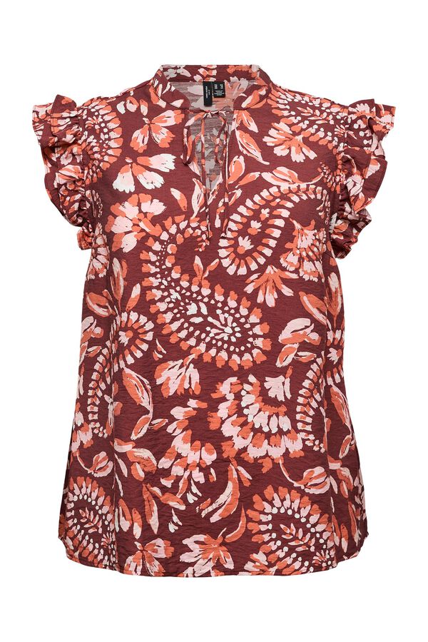 Vero Moda Curve Top sem mangas com folhos tamanho grande Castanho