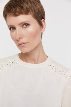 Cortefiel Combined romantic jersey-knit top Ivory