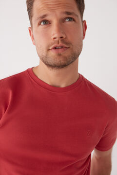 Cortefiel Crew neck piqué T-shirt Red