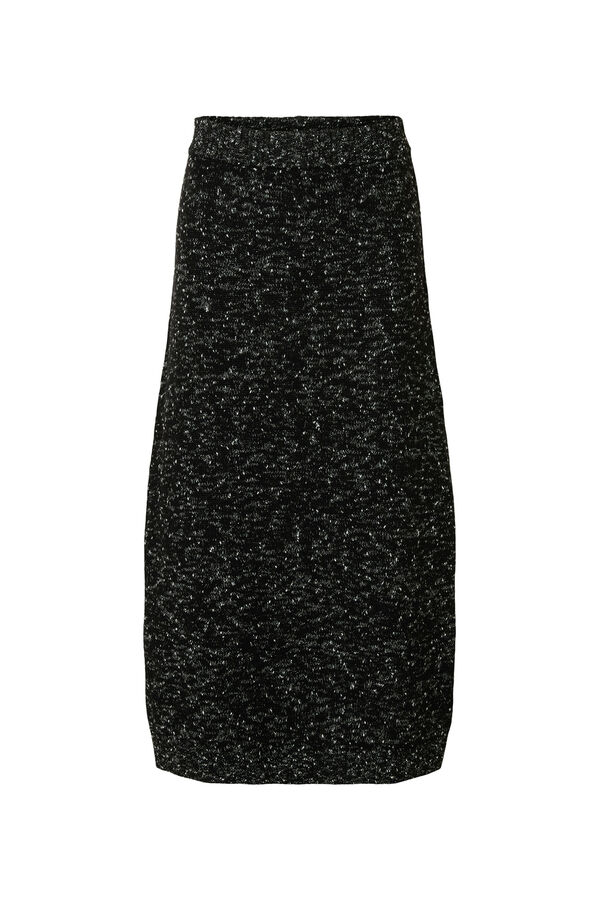 Selected Falda midi algodón orgánico Negro