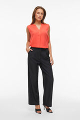 Vila Blusa de viscose mangas com gola mao Subiu