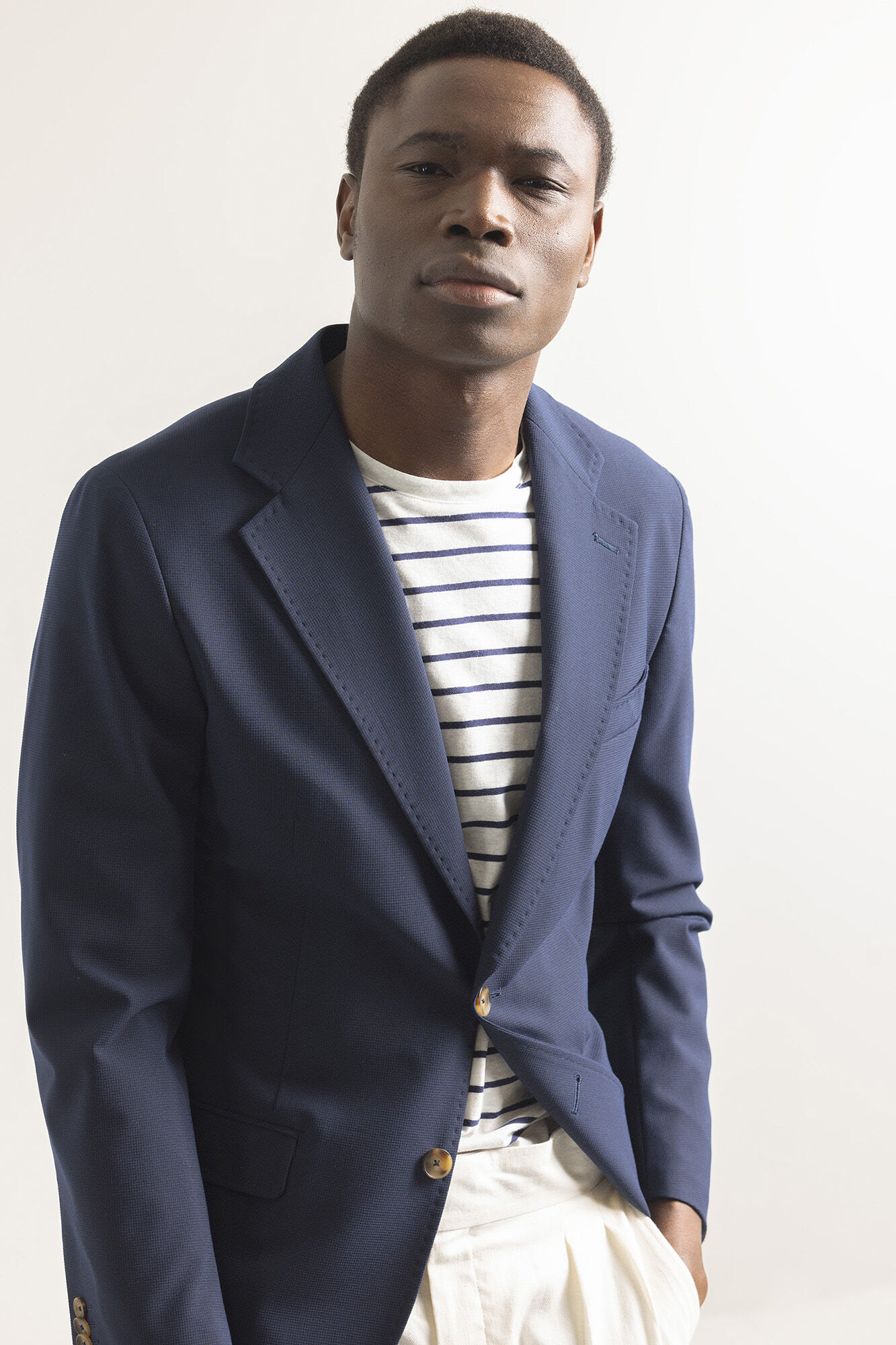 Navy checked blazer mens online