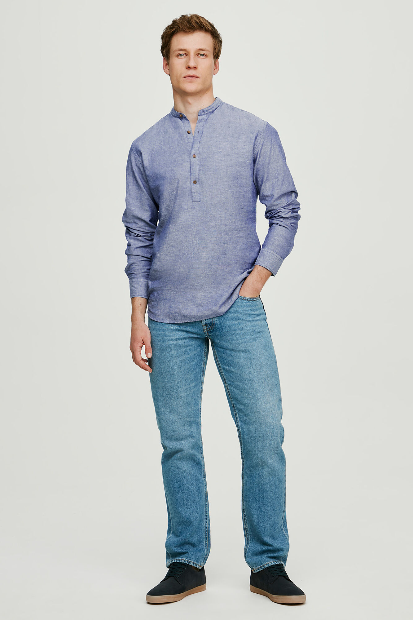 Mens mandarin collar shirt outlet casual