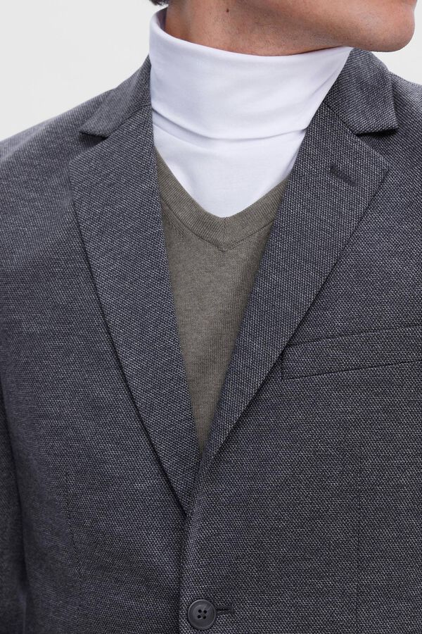 Cortefiel Men's slim-fit, jumper-style fabric blazer. Blue