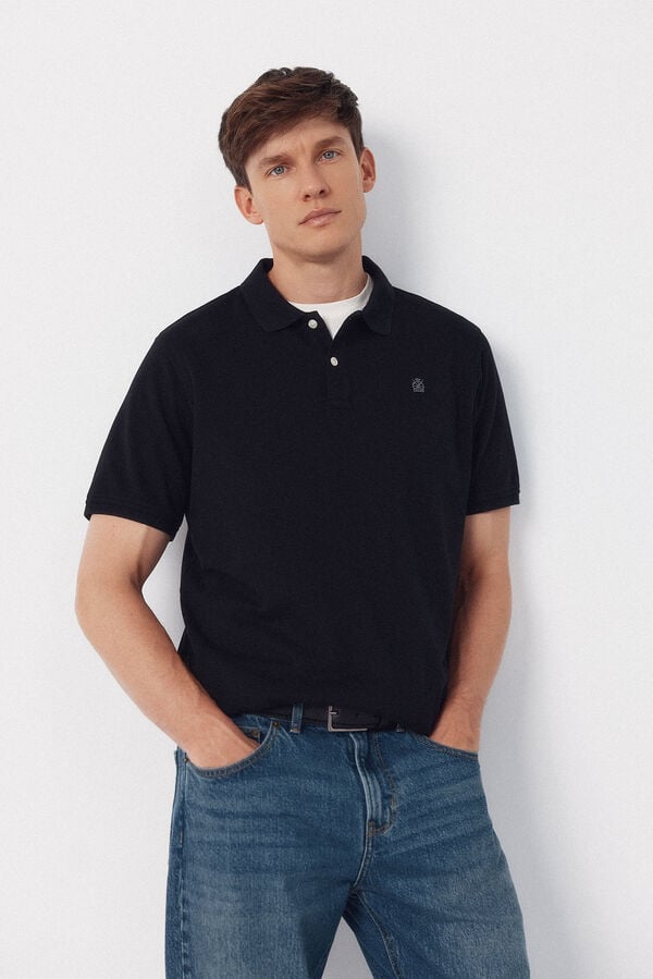 Cortefiel Basic piqu&eacute; polo shirt Black