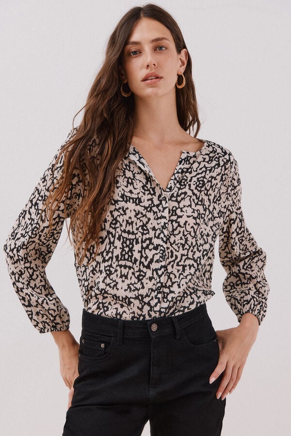 Cortefiel Blusa gola redonda Impressão