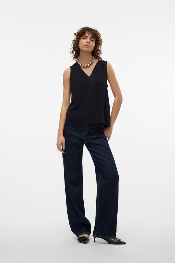 Vero Moda Top sem mangas e gola em bico Preto