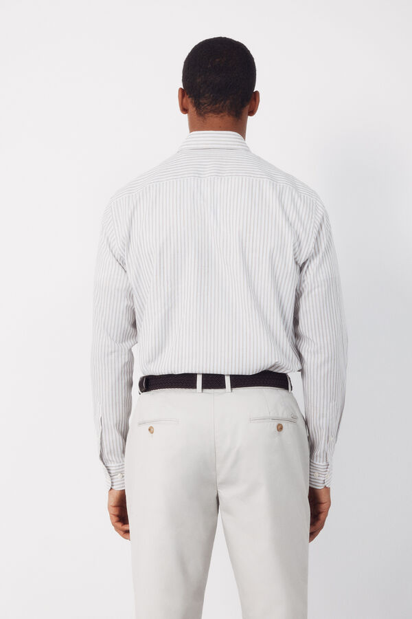 Cortefiel Poplin striped shirt Beige