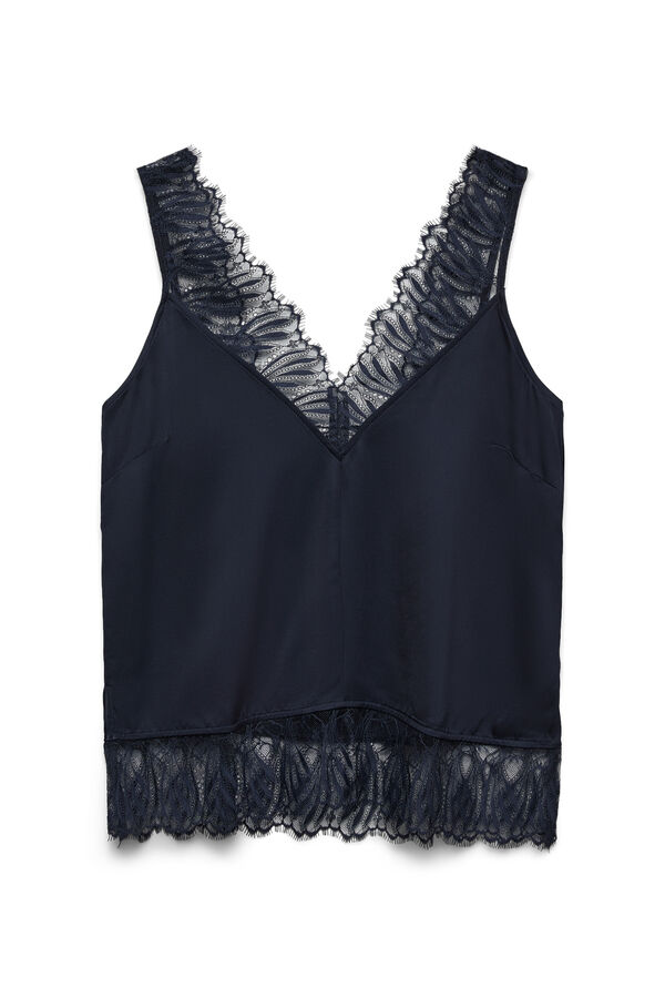 Vero Moda Satin-finish lace lingerie top Navy