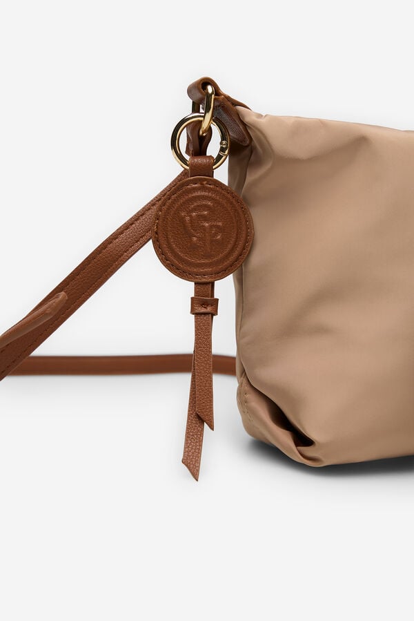 Cortefiel Nylon logo shoulder bag because Nude