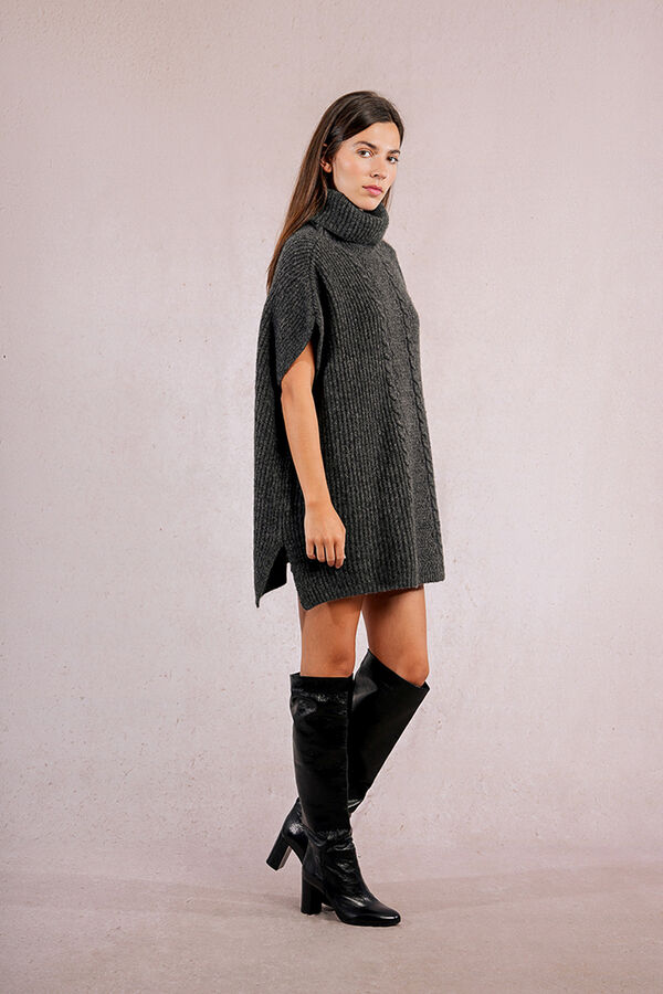 Molly Bracken Poncho assimétrico com gola alta Cinzento