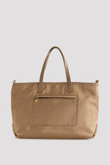 Cortefiel Nylon medium shopper bag Beige