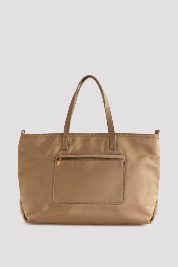 Cortefiel Nylon medium shopper bag Beige