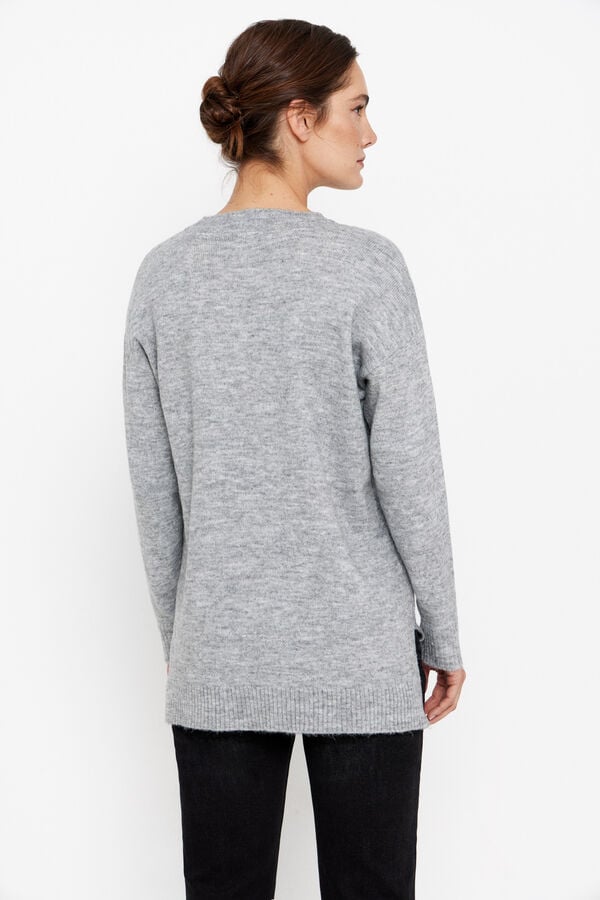 Cortefiel Wide jumper with openings Grey