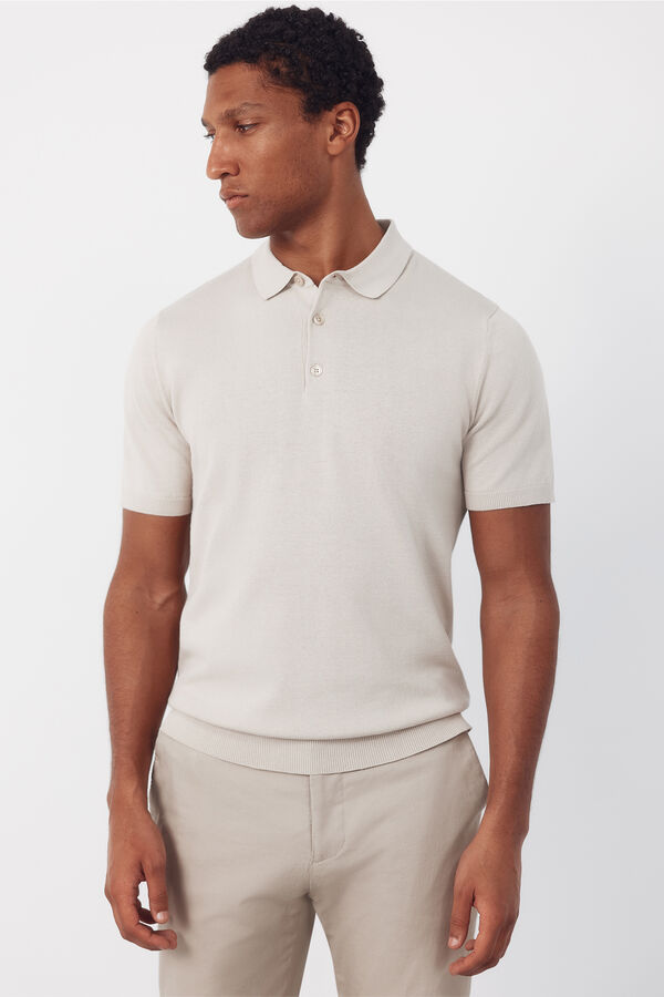 Cortefiel Basic short sleeve polo shirt Beige