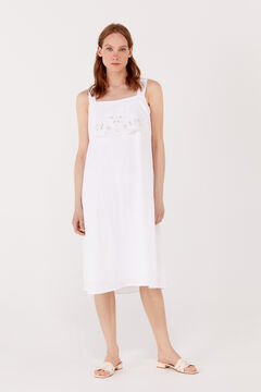 Cortefiel Vestido blanco algodón Blanco