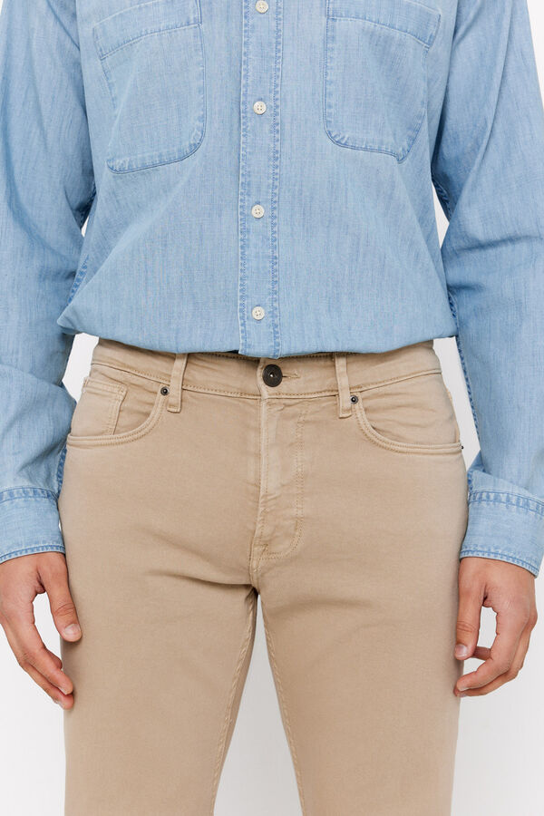 Cortefiel 5-pocket regular fit coloured trousers Beige