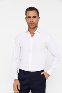 Cortefiel Slim fit plain easy-iron pinpoint dress shirt White