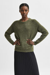 Cortefiel Round neck jumper made of wool and alpaca. Regular fit. Green