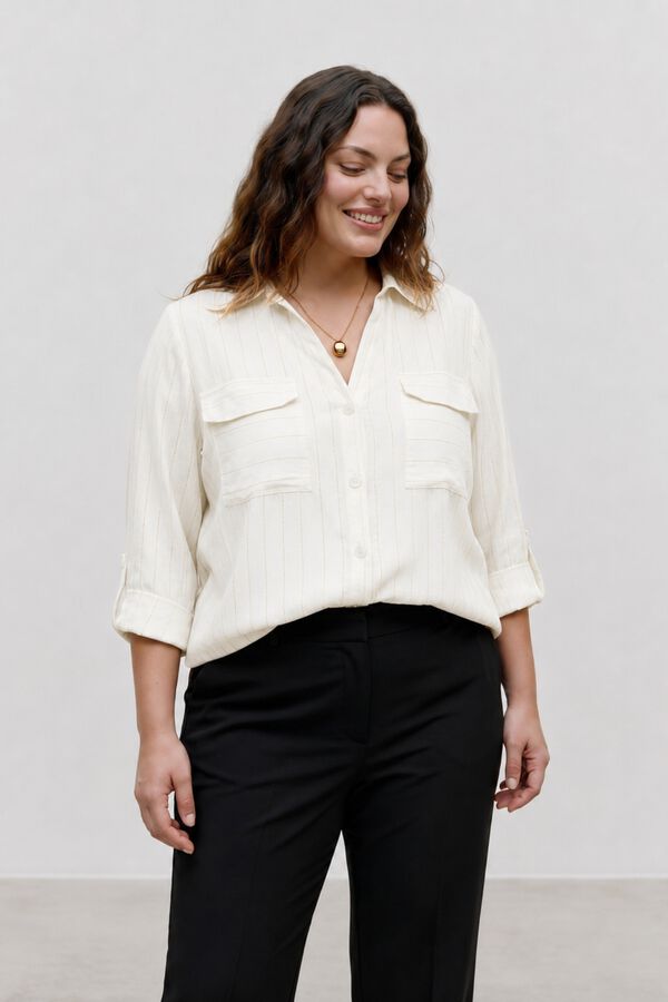 Vero Moda Curve Large size lurex shirt  White