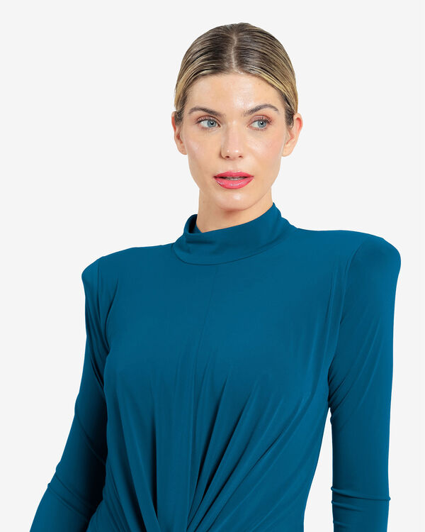 Cuplé Vestido midi com nó frontal Azul