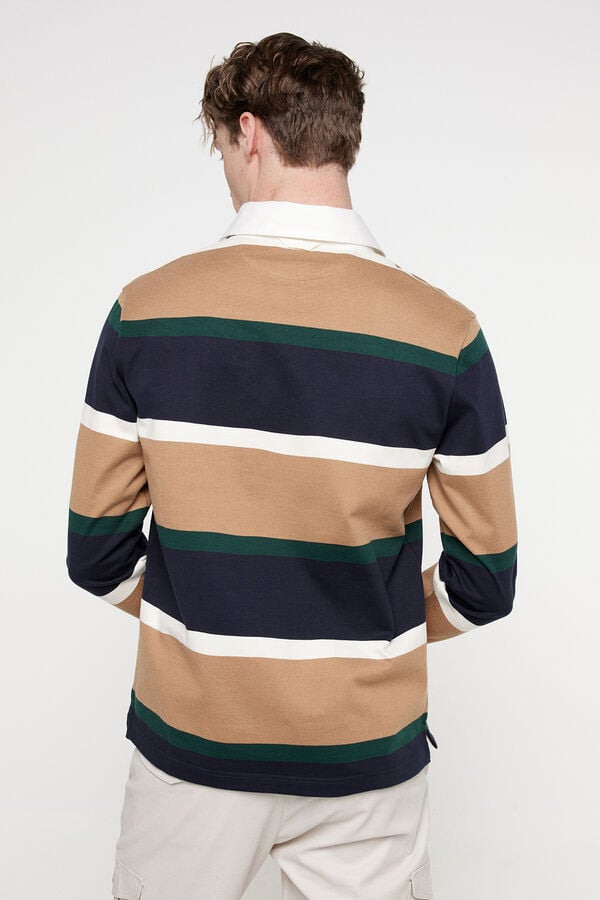 Gant Shield Striped Heavy Rugger Polo Castanho