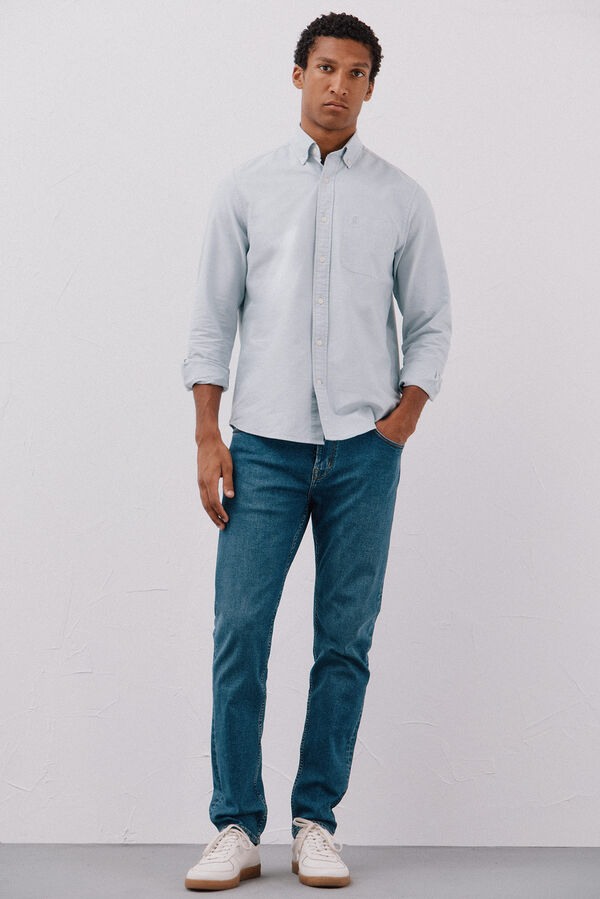 Cortefiel Plain oxford shirt Dark green