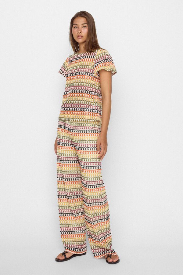 Slowlove Crochet top with floaty sleeves Multicolour