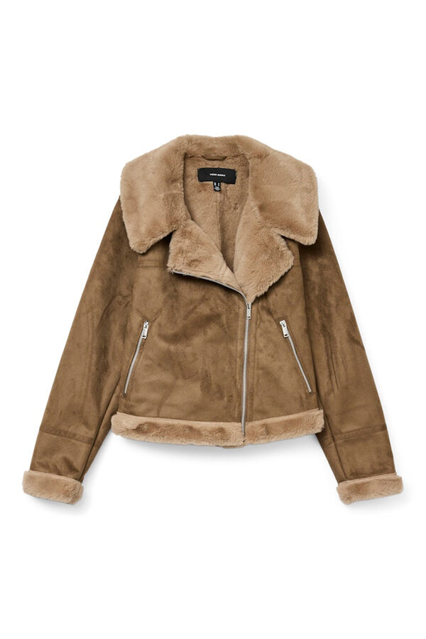 Vero Moda Blusão de veludo com fecho-éclair para mulher Castanho