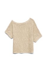 Vero Moda Top de crochet maga corta Beige