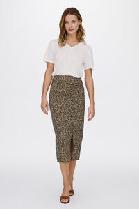 Vila Saia midi com estampado de leopardo