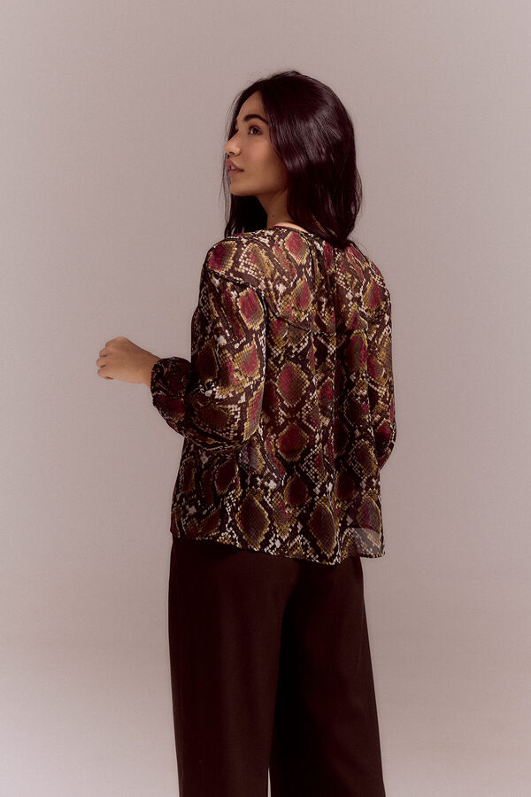 Cortefiel Yoke yoke blouse Printed red