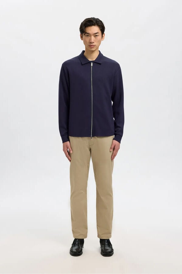 Selected Calça calças chino slim fit feita de algodão orgânico  Tostado