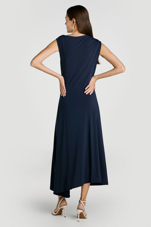 Vila Midi dress with side draping Navy