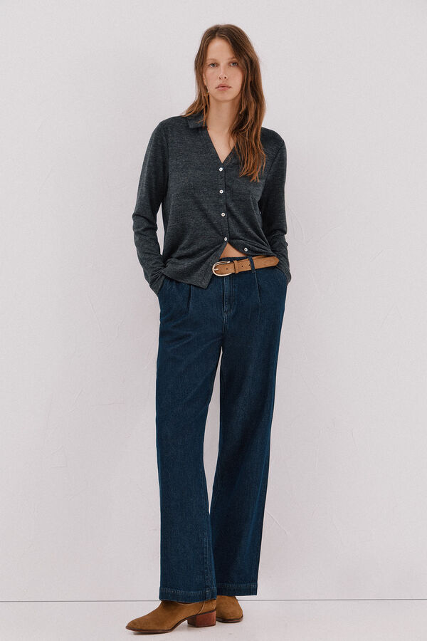 Cortefiel Jersey-knit knit shirt Dark grey