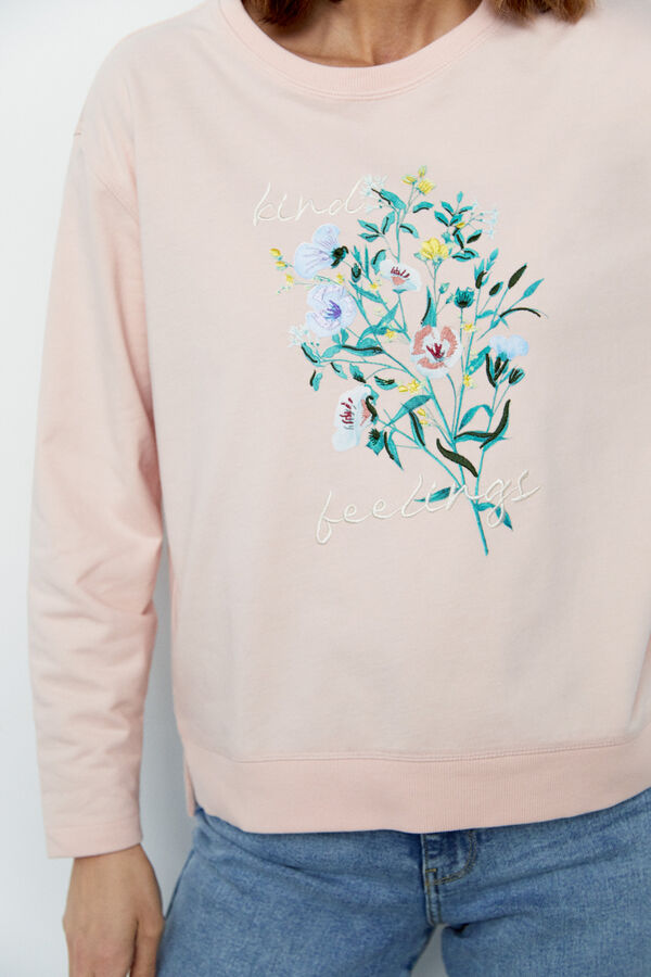 Cortefiel Floral print sweatshirt Lilac