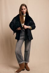 Slowlove Sobretudo curto com efeito dupla face Preto