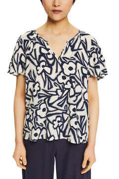Cortefiel Printed blouse with slight sheen Ecru