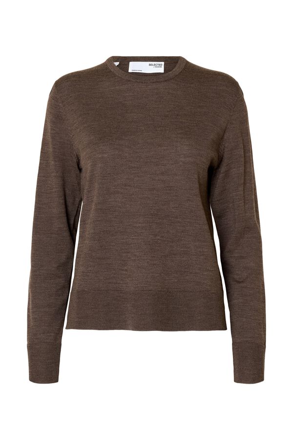 Selected Camisola 100% l&atilde; merino Castanho
