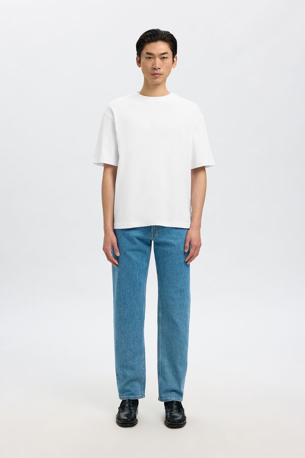 Selected T-shirt manga curta relax Branco