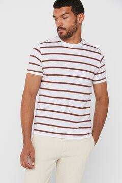 Cortefiel Striped T-shirt  Ecru