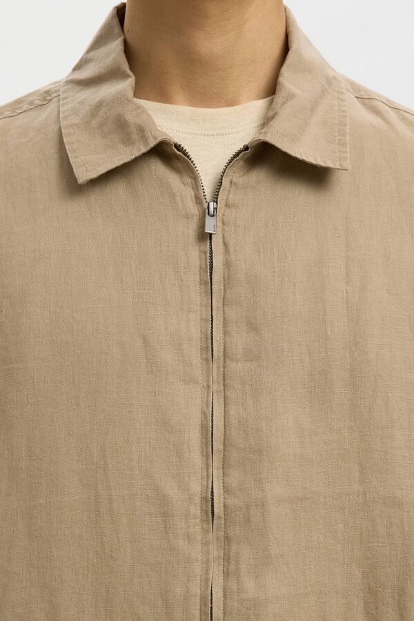 Selected Zip fastening jacket Brown