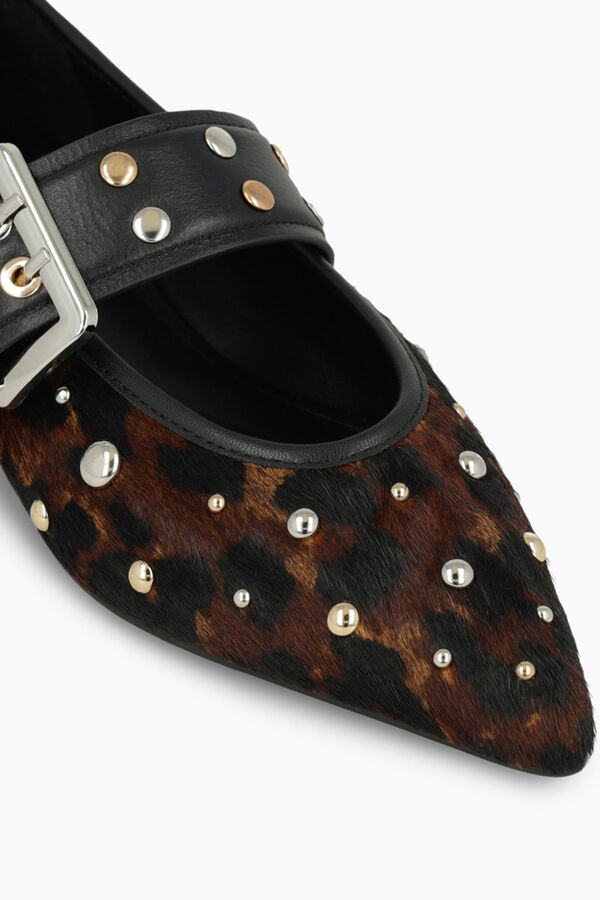 Lodi Sabrinas de couro com tachas Castanho