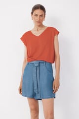 Cortefiel Tencel fluid Bermuda shorts Blue